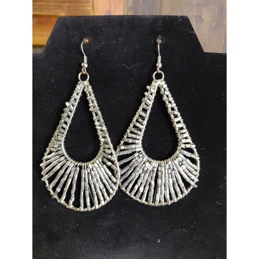 Silver Toned Wrapped Earrings